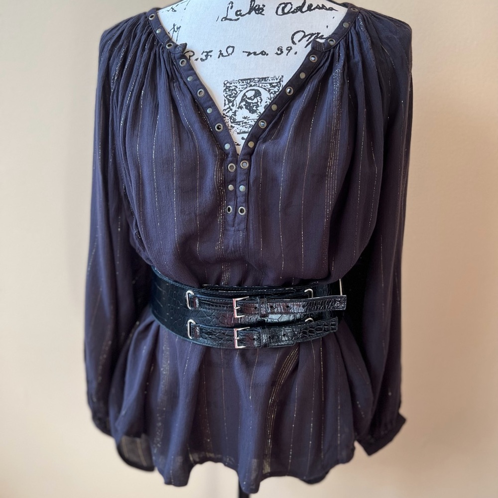 Amuse Society Black Woven Long Sleeve Top SZ XS